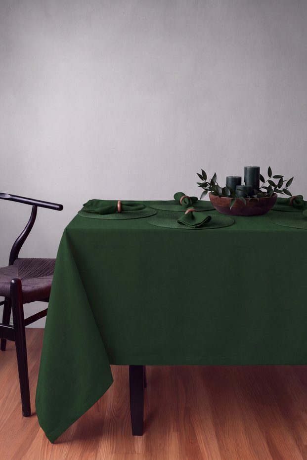 Velvet Textured Seamless Tablecloth, Sapphire Grass Green