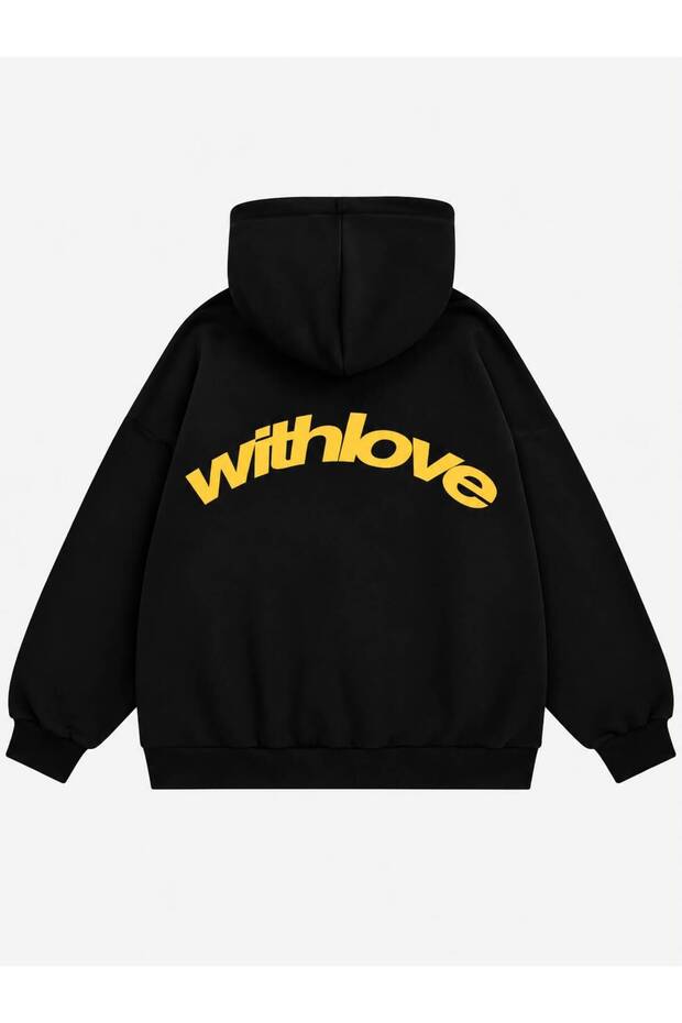 Women's with Love Printed Hooded Fleece Oversize Sweatshirt