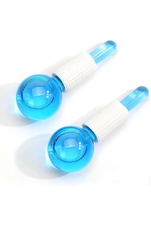 Ice Roller Globe, 2 Pcs Ice globe Massager, Facial Roller Cold Skin Massager, Safe and Durable, Non Slip and Easy To Use, for Daily Beauty, Redness Soothing, Facial Wrinkle Removal, Puffines