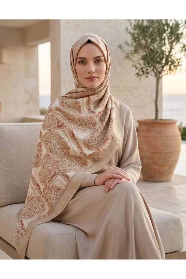 Beige Viscose Blend Shawl