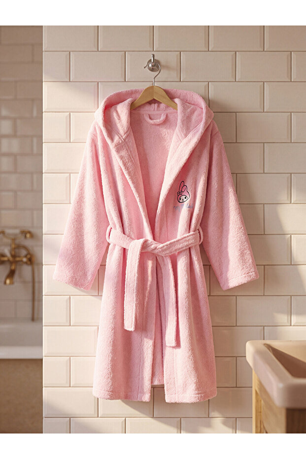 Alita City Lcw Home Pink Welsoft Embroidered Children's Bathrobe with a Difference
