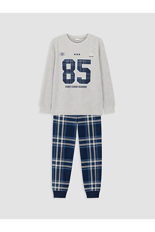 Vizyon New Season Gray Crew Neck Boys' Pajama Set
