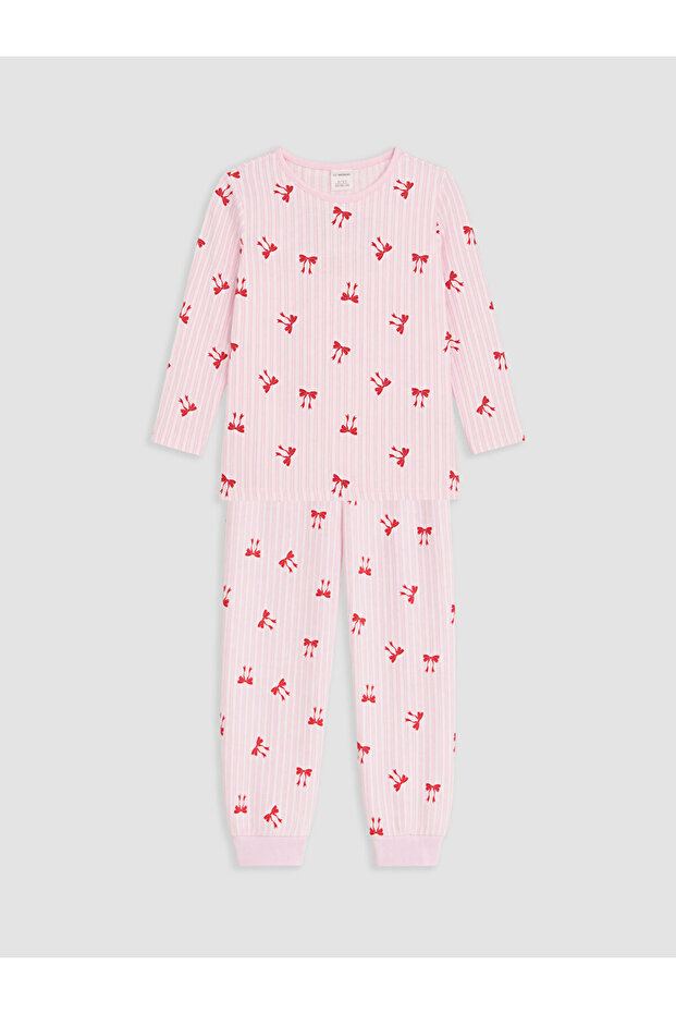 Vizyon New Season Pink Patterned Girls' Pajama Set