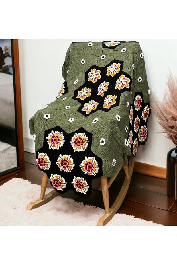 Sofa Throw, Blanket, Hand-Knitted Blanket
