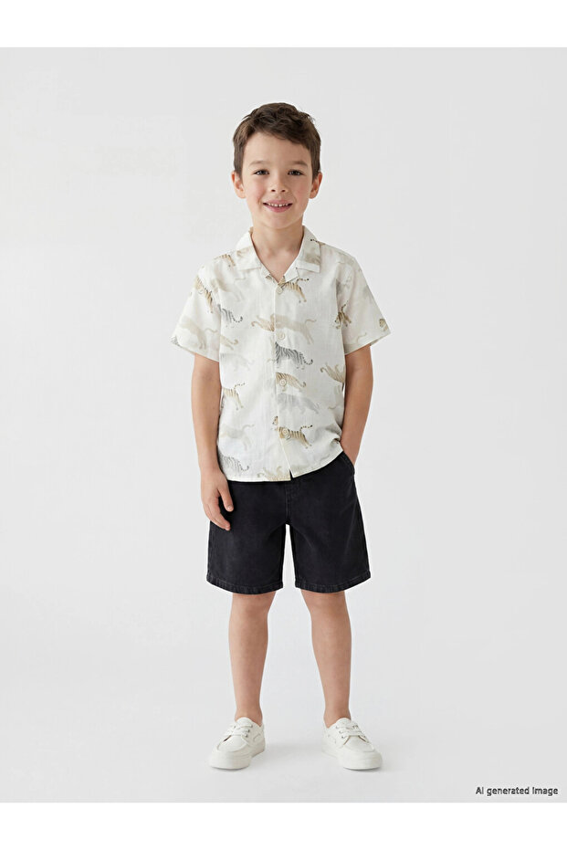 Ecru Boys' Short Sleeve Poplin Shirt