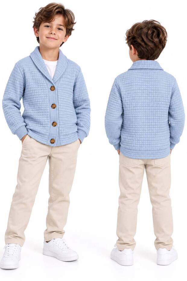 Men's and Children's Quilted Buttoned Basic Cardigan-Jacket