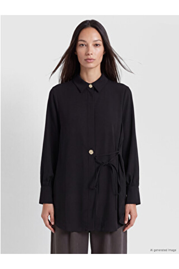 Black Dobby Women's Shirt Tunic