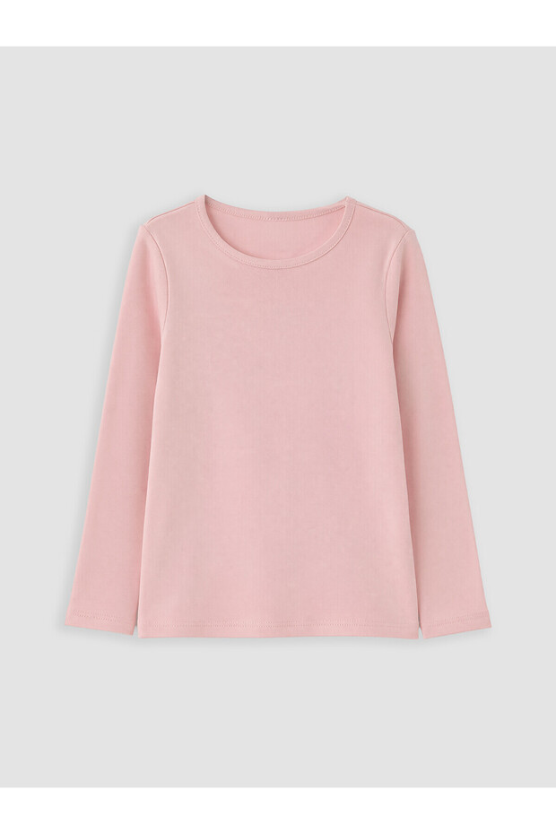 Alita City Pink Combed Cotton Plain Narrow & Slim Long Sleeve Girls' T-Shirt
