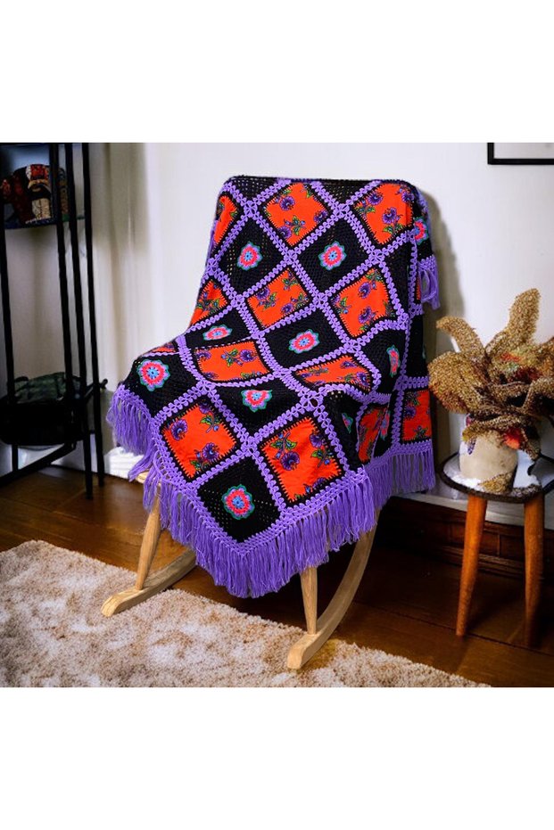 Sofa Throw, Blanket, Hand-Knitted Blanket