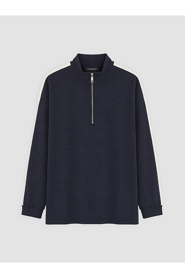 Alita City Lcw Comfort Navy Blue Interlock Plain Sweatshirt with a Difference
