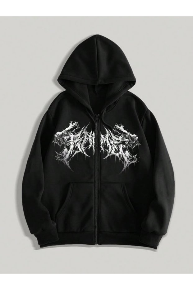 Gothic Tribal Black Oversize Cardigan