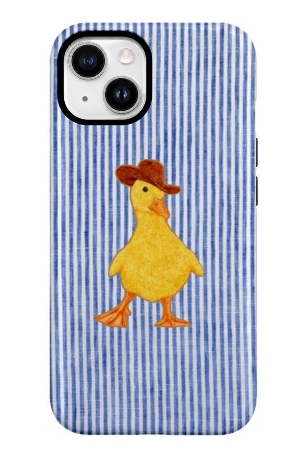 iPhone 13 Compatible - Hat-Wearing Duck, Double Layer Tough Cover, Glossy Surface Protective Case