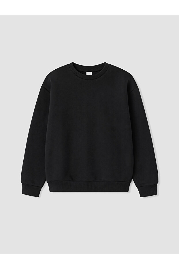 Two Mt Shop Quality Black 3 Threaded Plain Standard & Regular Girls' Sweatshirt
