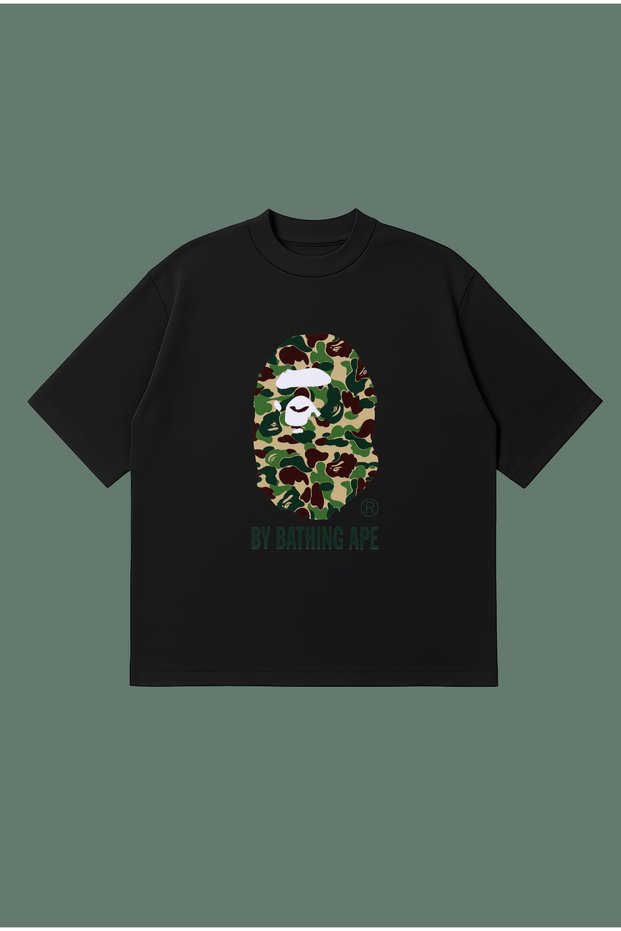Bape Camouflage Printed Oversize Boxy Cut Unisex 100% Cotton Tshirt | Streetwear
