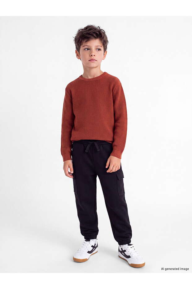 Ozmarka New Season Black Boys' Thick Jogger Sweatpants