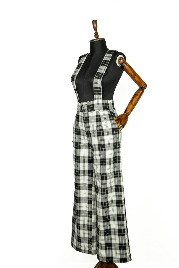 Plaid Patterned Strappy Trousers