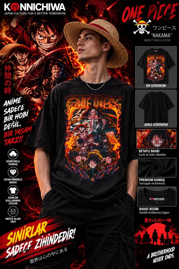 One Piece Gear5 Luffy Zoro Shanks Ace Anime T-Shirt Tee Tshirt – Black Character Printed Streetwear Design