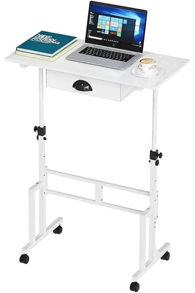 Height Adjustable Standing Desk with Drawer,Small Rolling Computer Table