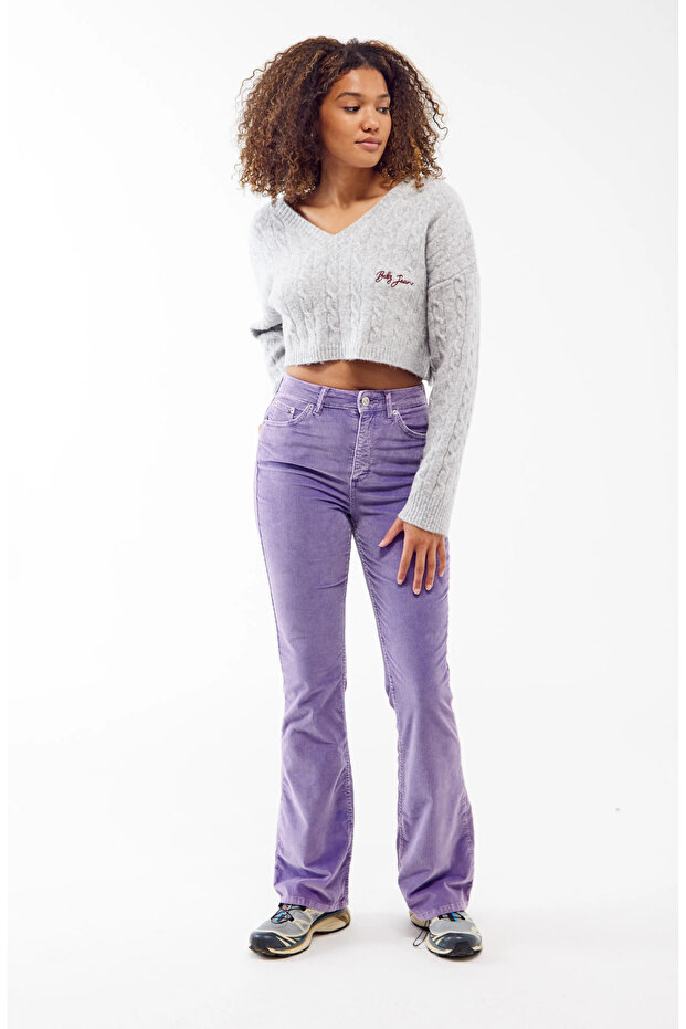 Flare Leg High Waist Corduroy Trousers