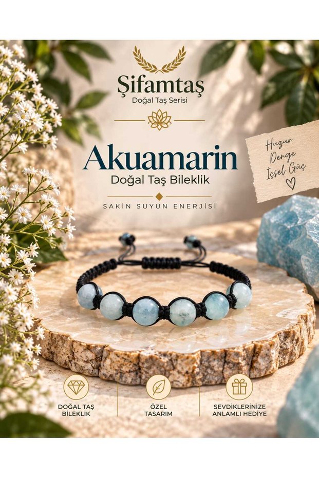 Aquamarine Natural Stone Drawstring Bracelet