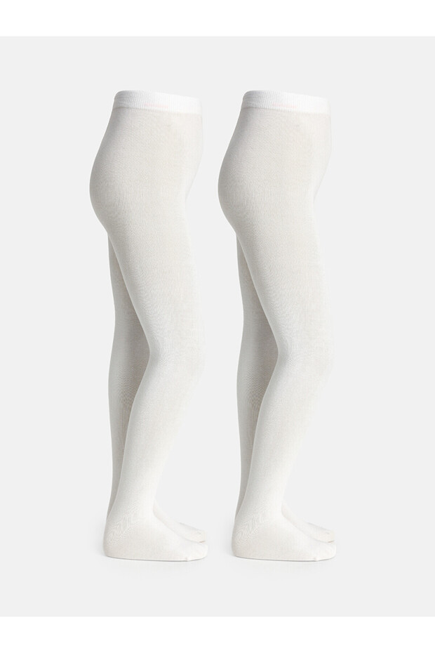 Two Mt Shop Quality Lcw Kids White Plain Girls' Pantyhose
