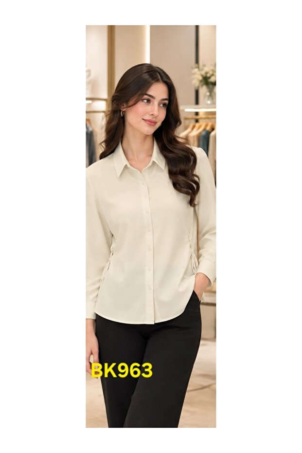 بلوزة نسائية بأكمام طويلة موديل BK963 - سكّري