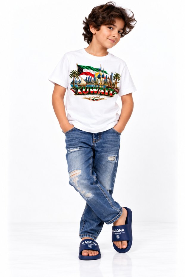 Kuwait Heritage Journey Falcon & Towers Graphic Kids T-Shirt
