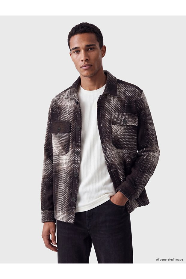 Quality Pieces from Çelebi Store Standard Fit Checked Embroidered Men's Shirt Jacket