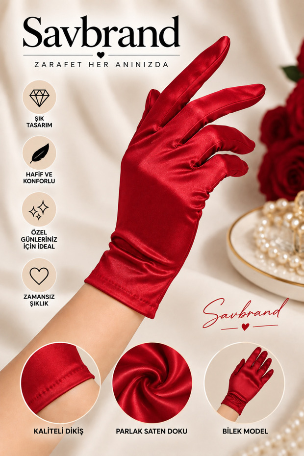 Satin Gloves Long Stylish Elegant Design Special Occasion and Event Accessory
