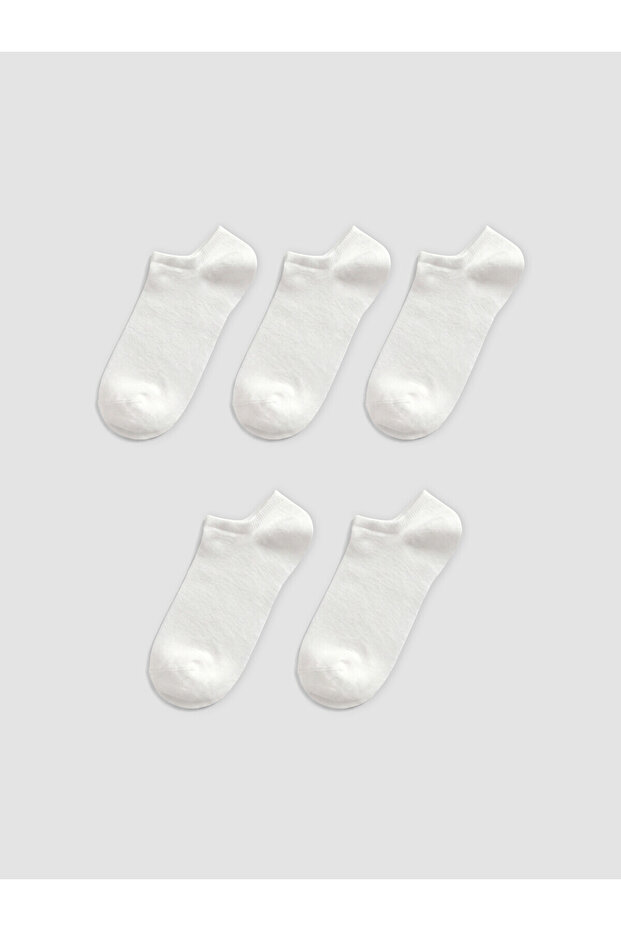 Alita City Farkıyla Lcw Dream White Plain 5-Piece Pack Women's Booties Socks