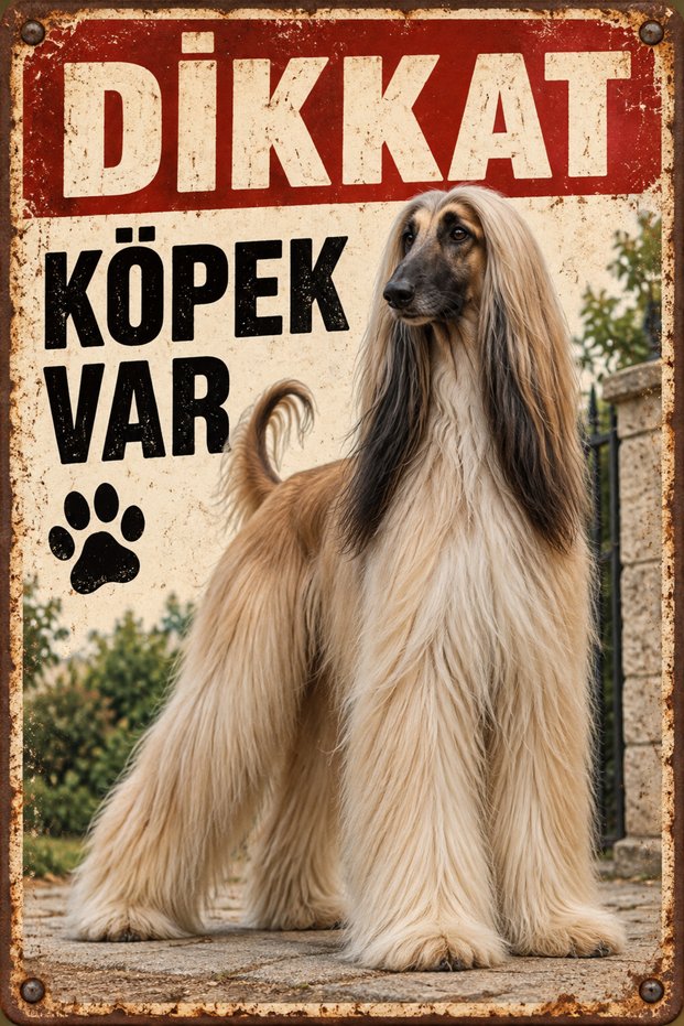 Afghan Hound Beware of Dog Retro Metal Sign Decorative Warning Sign 30X40 cm