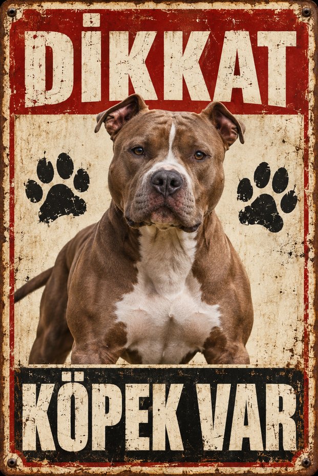 American Pit Bull Terrier Beware of Dog Retro Metal Warning Sign 30X40 cm