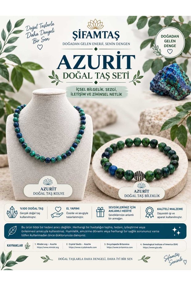Azurite Natural Stone Set (Bracelet and Necklace)