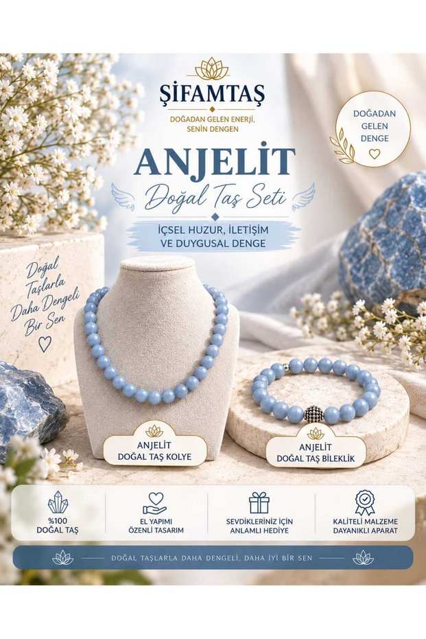 Anjelit Natural Stone Set (Bracelet and Necklace)