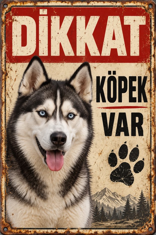 Siberian Husky Caution Dog Present Metal Sign Retro Decorative Warning Sign 15X20 cm