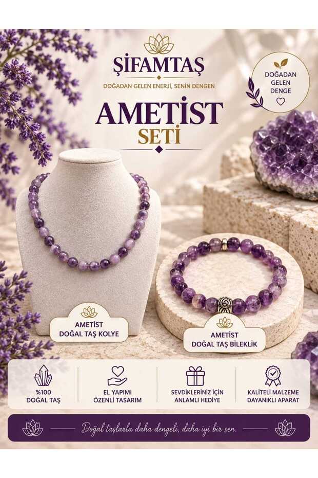 Ametist Natural Stone Set (Bracelet and Necklace)
