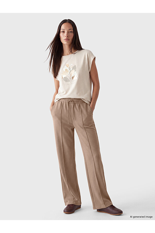 Two Mt Shop Quality Brown 3 Thread Flat Standard & Regular Women's Sweatpants