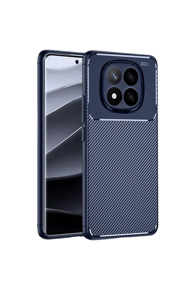 حافظة هاتف Xiaomi Redmi Note 14 Pro Plus بتصميم كربوني بتركيز تلقائي - أزرق داكن