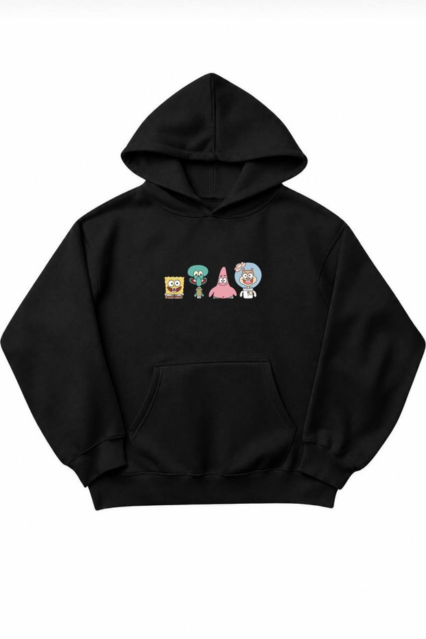 Sponge Bob Printed Oversize Hoodie Hooded Sweatshirt