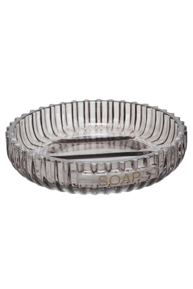 Glass Soap Dish (11 x 2.5 cm, Grey)