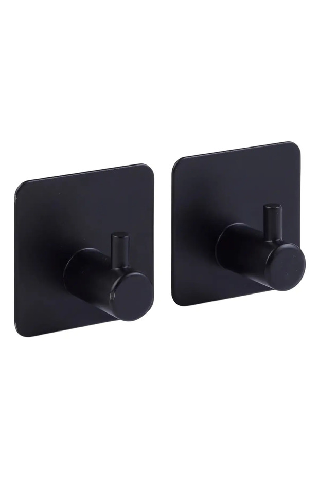 Stiky Adhesive Stainless Steel Hooks Set (2 Pc, Assorted Colors)