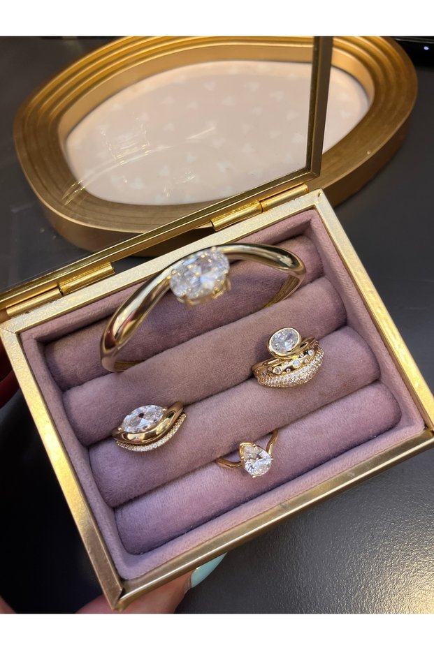 Marquise Bracelet Handcuff Ring Set of 4