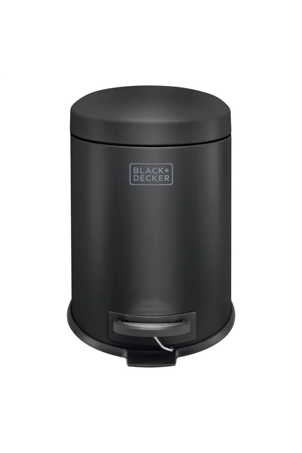 Black+Decker Dome Lid Pedal Bin (24.5 x 24.5 x 32 cm, 5 L, Matte Black)