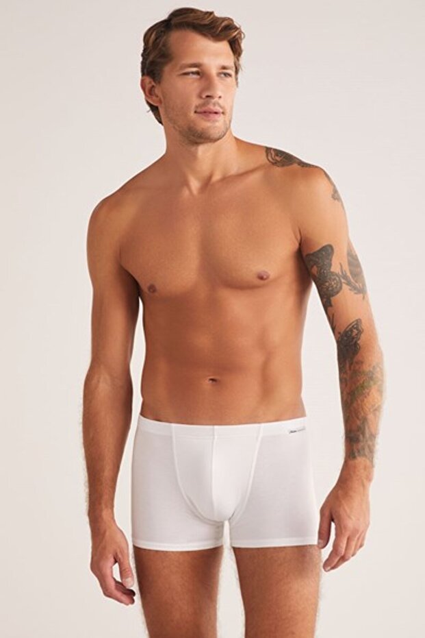 Men's plain cotton boxer shorts - 94% cotton, 6% elastane