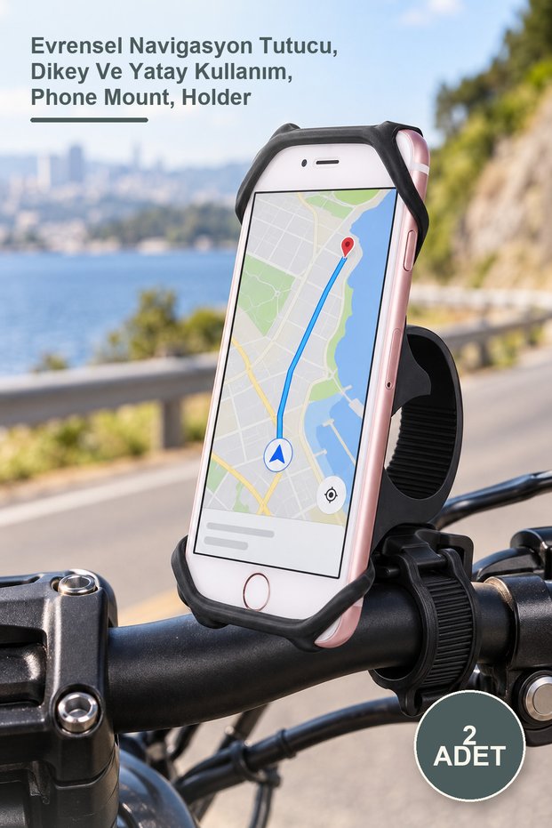2 Pieces Bicycle Motorcycle Phone Holder – Universal Navigation Holder, Vertical and Horizontal Use, Phone Mount, Holder