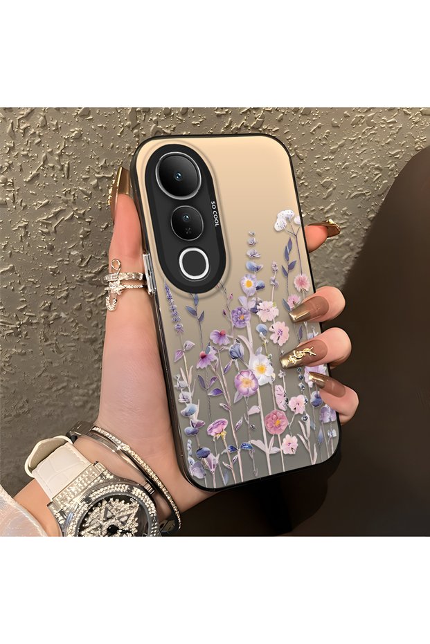 Vivo V50 Lite 4G/5G Compatible Light Purple Lavender and Wildflower Case, Elevated Lens Protection