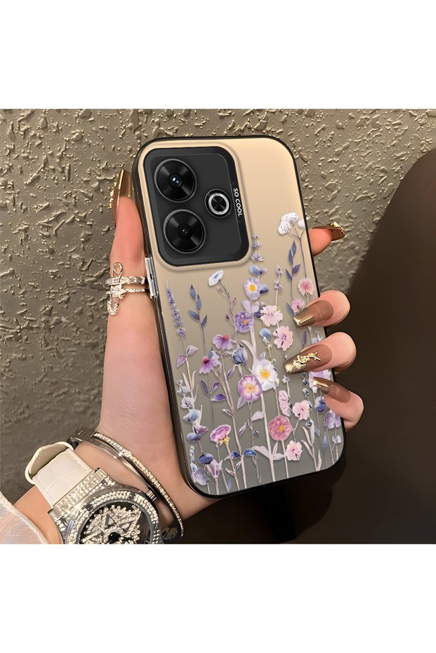 Redmi 13/13X Compatible Light Purple Lavender and Wildflower Case, Elevated Lens Protection