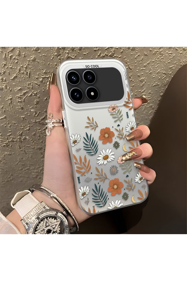 Redmi K90 5g Compatible Retro Daisy Moon and Leaf Pattern, Rigid Case, Full Protection