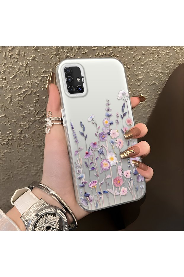 Samsung Galaxy A51 4g Compatible Light Purple Lavender and Wildflower Case, Raised Lens Protection