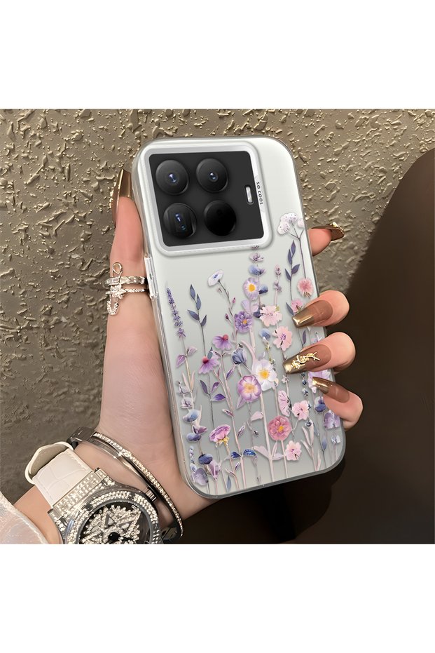 Mi 15t Pro Compatible Light Purple Lavender and Wildflower Case, Elevated Lens Protection
